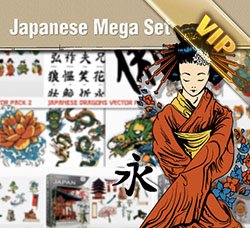 日本风矢量素材全集：Japanese Vectors Mega Set,159 Premium Designs
